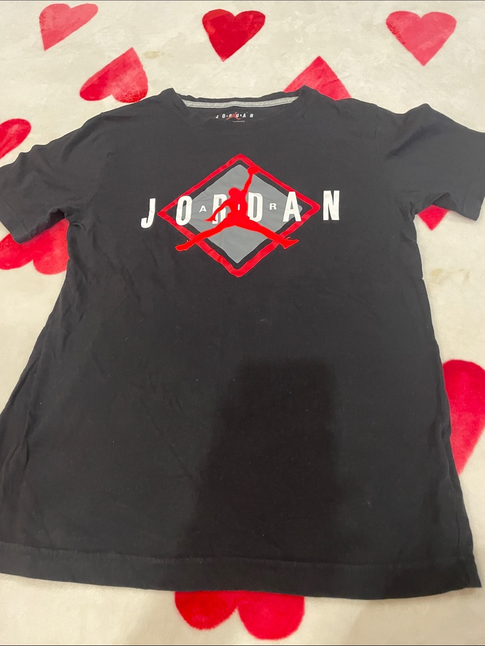 Jordan Black Short-Sleeve Tee with Red and Gray Jumpman Logo